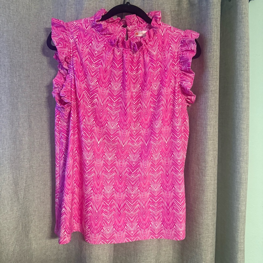 Jude Connally Vibrant Pink Ruffled Blouse